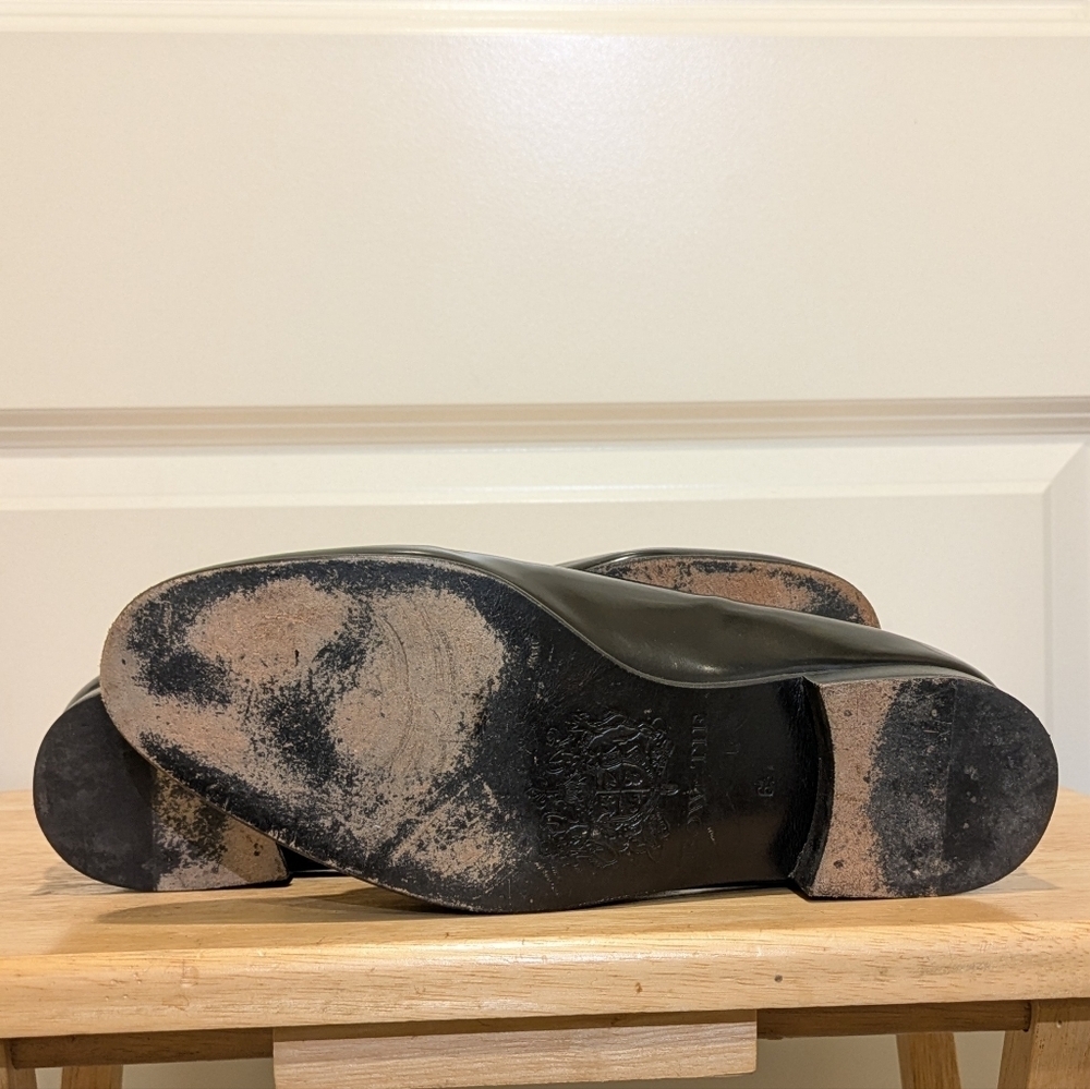 Bow-Tie 6 1/2 Men's Leather Loafers with Black Bows and Skull and Crossbones - Picture 10 of 16